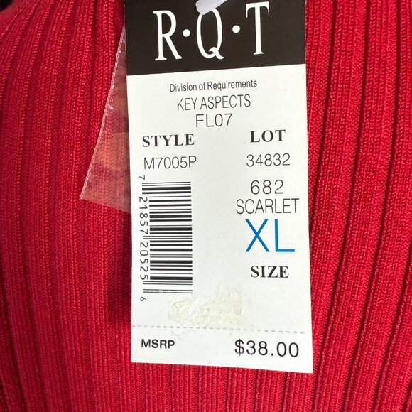 R.Q.T red sleeveless ribbed turtleneck sweater with beaded embellishments XL - Picture 8 of 8